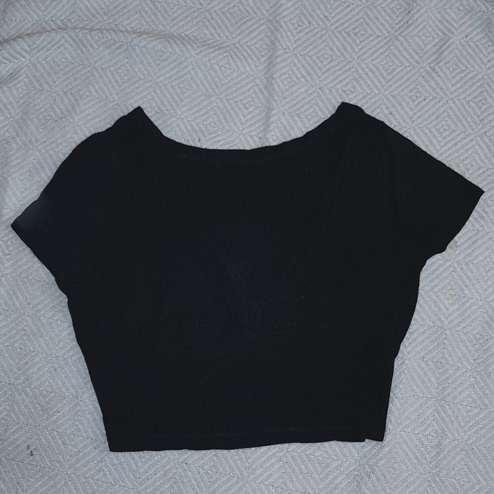 Women's cute black knot crop top summer